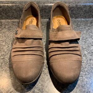 Cobb Hill New Balance Shoes 9.5M Brown Leather Ruched Strap Loafers casual